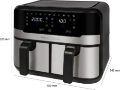 ProfiCook® Doppel-Heißluftfritteuse 9 Liter, XXL Heißluftfritteuse Doppelkammer, Frittieren Mit Heißer Luft Ohne Zusätzliches Öl, 9 Programme, Air Fryer, Touchscreen, PC-FR 1242 H, 2400W -Küchen Profi 0036aa3893c0e2d88e23751f6b5fe476