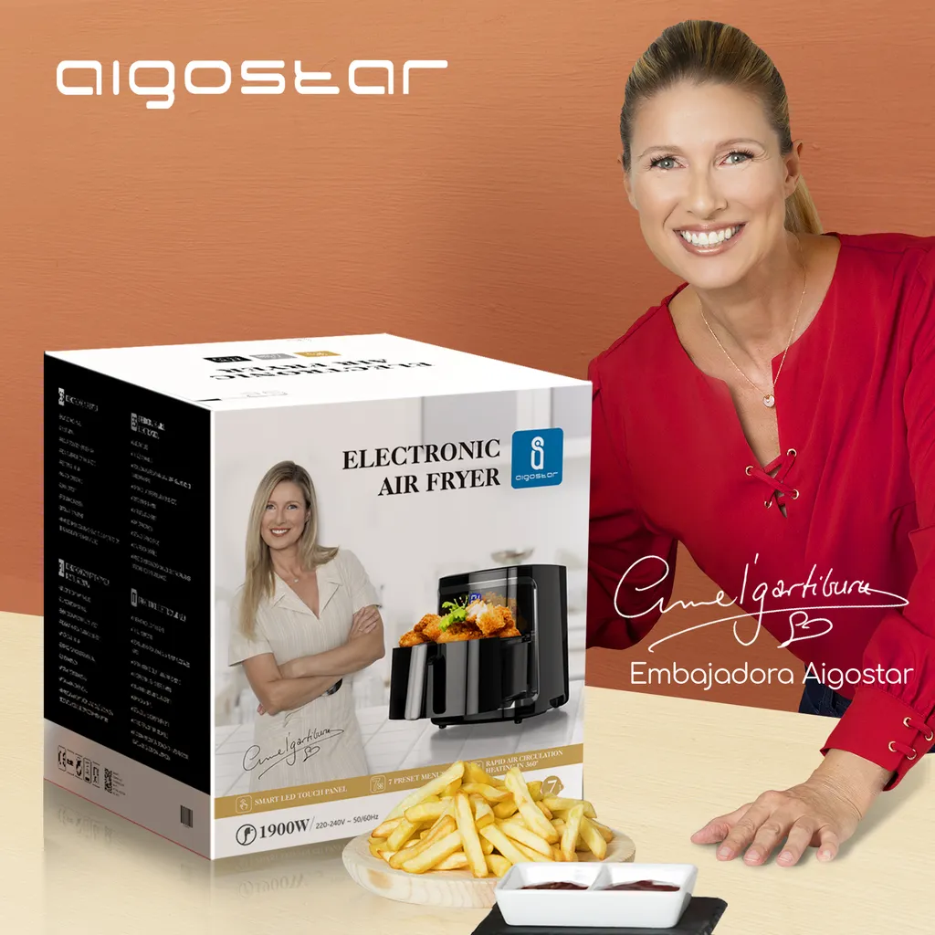 Aigostar Cube - 7L Heißluftfritteuse, Friteuse Heissluft 1900 W Heissluftfriteuse, 7 Programmen, Warmhalten, 20 Rezepte, Ohne Öl, Für 6-10 Personen, Air Fryer Mit Digitalem LED-Touchscreen, Schwarz 5 Aigostar Cube - 7L Heißluftfritteuse, Friteuse Heissluft 1900 W Heissluftfriteuse, 7 Programmen, Warmhalten, 20 Rezepte, Ohne Öl, Für 6-10 Personen, Air Fryer Mit Digitalem LED-Touchscreen, Schwarz – Bild 3