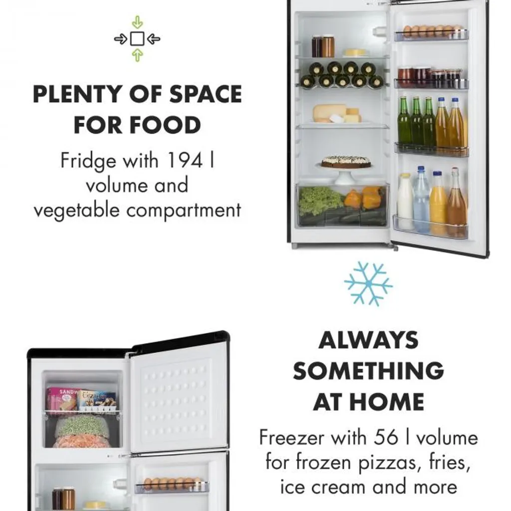 Klarstein Kühlschrank Mit Gefrierfach - Fridge - 0 Bis 10 °C - Kühlschrank Gefrierkombination - Kühlschrank Mit 194 L - 56 L Gefrierschrank - Schwarz Kühl Gefrierkombination Retro Kühlgefrierkombination Freistehend Gefriergeräte 7 Klarstein Kühlschrank Mit Gefrierfach - Fridge - 0 Bis 10 °C - Kühlschrank Gefrierkombination - Kühlschrank Mit 194 L - 56 L Gefrierschrank - Schwarz Kühl Gefrierkombination Retro Kühlgefrierkombination Freistehend Gefriergeräte – Bild 5