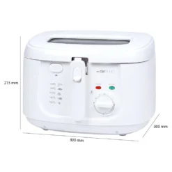 Clatronic FR 3771 Fritteuse, Geruchs- Und Fettdunstfilter, Stufenlos Regelbarer Thermostat Mit Kontrollleuchte (130 °C–190 °C), Großer Frittierkorb, 1800 W, Cool Touch-Gehäuse, Weiß -Küchen Profi 06640e30a2ee3b2540c423296fecb369