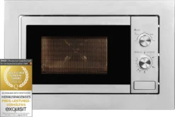 Exquisit Einbau-Mikrowelle EMW10-020 Inox | 700 Watt | Timer | Auftaufunktion | Drehteller 25,5cm