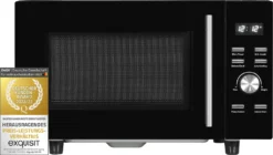 Exquisit Mikrowelle MW8023-F-240DIG Schwarz | 750 Watt | 1000 Watt Grill | Timer | Auftaufunktion