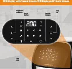 Jago® XXXL 8in1 Heißluftfritteuse 12L + 10 Zubehör - 1800W, LED Display Mit Touch Screen, 8 Programme / Timer, Ohne ÖL - Airfryer, Heißluft, Fritteuse, Heißluftofen, Backofen, Dehydrator, Grill -Küchen Profi 0998f11bf78cce983fc95ff8f8abcf72