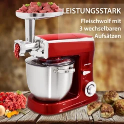 Syntrox Küchenmaschine Knetmaschine Mit Fleischwolf Und Mixer - Rot -Küchen Profi 0b41c6c7e3ac5d3716b516d05360ed0d