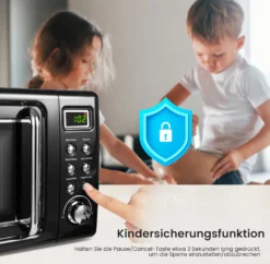 COSTWAY Mikrowelle 20L, 700 W Mikrowellenofen, Mit 8 Automatischen Programme, 5 Leistungsstufen, LED-Anzeige, Verzögerter Start, Retro, Schwarz -Küchen Profi 0b4f3c1da8cef9c9dc38b4c989ffca6e