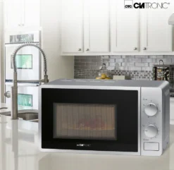 Clatronic Mikrowelle Mit Grill MWG 792, 700 Watt Mikrowellen- + 800 Watt Grillleistung, 30 Minuten-Timer Mit Endsignal, 20 Liter Garraum Mit Beleuchtung, Silber -Küchen Profi 0e9f25fe444b6db991208810d5d5aa88