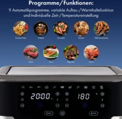 ProfiCook® Doppel-Heißluftfritteuse 9 Liter, XXL Heißluftfritteuse Doppelkammer, Frittieren Mit Heißer Luft Ohne Zusätzliches Öl, 9 Programme, Air Fryer, Touchscreen, PC-FR 1242 H, 2400W -Küchen Profi 105a08724559cff117195d5c20311418