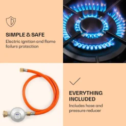 Klarstein Alchemist Gaskochfeld . Wokbrenner Aus Aluminium , Inklusive Schlauch Und Druckminderer , Elektrische Zündung , Für Flüssig- Oder Erdgas , Glaskeramik -Küchen Profi 1086b49e0619145b270ef09113294e1b