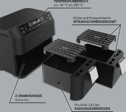 MAXXMEE Heissluft-Fritt. Doppelk. 2x3,8l -Küchen Profi 118a1c2b13cbc4226904960e07fac21b