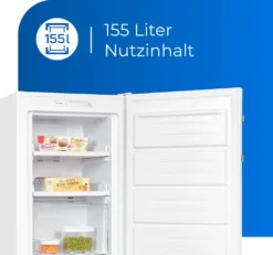 Exquisit Gefrierschrank GS231-NF-H-040D Weiss | 161 L Nutzinhalt | NoFrost | Umluftkühlung | LED-Anzeige | Wechselbarer Türanschlag -Küchen Profi 11a3b6fbcebe92693643eefeae582876
