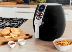 MEDION Heißluftfritteuse, Ca. 1500 Watt, Digitales Bedienfeld, Nutzinhalt Gesamt 4 Liter, Ölfreies Frittieren, 30 Min Timer, Überhitzungsschutz, MD17320 Schwarz -Küchen Profi 11e842720b48866fc4d49cd1e3641b75