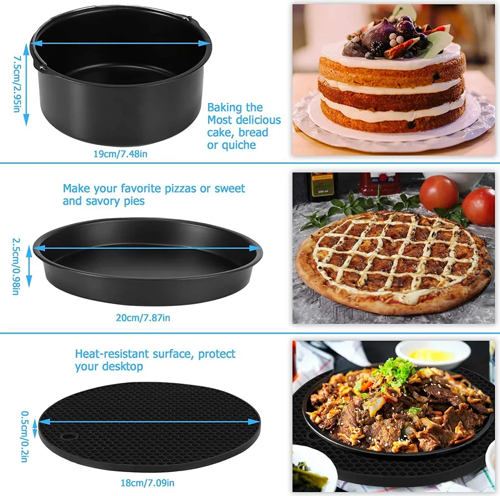 Zubehör Heißluftfritteuse, 8 Zoll 14 Stück Zubehörset Für Airfryer Fritteusen Für COSORI Ninja Philips Tefal Für Luftfritteuse 3.7QT-6.8QT 4 Zubehör Heißluftfritteuse, 8 Zoll 14 Stück Zubehörset Für Airfryer Fritteusen Für COSORI Ninja Philips Tefal Für Luftfritteuse 3.7QT-6.8QT – Bild 2