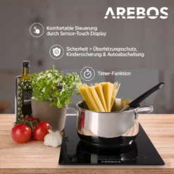 AREBOS Glaskeramikkochfeld, 3000 W, 2 Kochfelder, 30cm, Autark, Mit Sensor Touch -Küchen Profi 1286fc9cc0347034383eda87f8eb8cbc 1