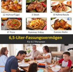 HOMCOM Heißluftfritteuse 6,5 L 1700W Mit 8 Menüs LED-Display Antihaftbeschichteter Korb Für Gesundes ölfreies Fettarmes Kochen Schwarz 36,5 X 29 X 33,8 Cm -Küchen Profi 142173c50d447c7cac2d16251019ecdd