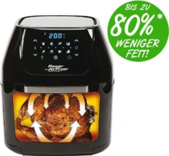 Mediashop Power AirFryer Multi-Function Heißluftfritteuse Backen Toasten Drehgrill Inkl. Rezeptheft Grillspieß 1800 Watt -Küchen Profi 1b802dcf4904c0f4b35289705c48522b