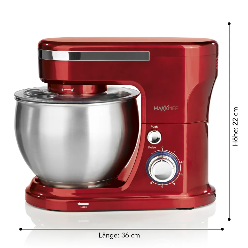 MAXXMEE Küchenmaschine Mit Zubehör - Rot 8 MAXXMEE Küchenmaschine Mit Zubehör - Rot – Bild 6