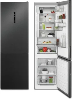 AEG RCB736D5MB Freistehende Kühl-Gefrierkombination / 2010 Mm/Gefrierteil Unten/360 L//CustomFlex - Flexibles Türablagesystem/ NoFrost/Farbe: Black Stainless Steel, Seiten Dunklegrau -Küchen Profi 1e1048ccf05fddd4cf9b070320f8e794