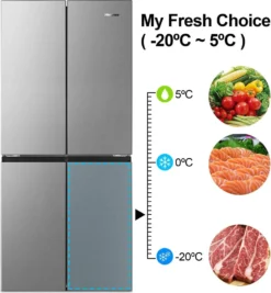 Hisense RQ563N4SI2 Kühl-Gefrierkombination Side-by-Side 454 L: 294 L Kühlteil + 160 L Gefrierteil - LED-Innenbeleuchtung - Total No Frost - Multi Air Flow - Super Cool -Küchen Profi 1e7894b2845ef1d6f3665bea8d8a6da3