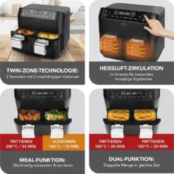 MAXXMEE Heissluft-Fritt. Doppelk. 2x3,8l -Küchen Profi 1f30ee0b3d98c5173736f7851de7e328
