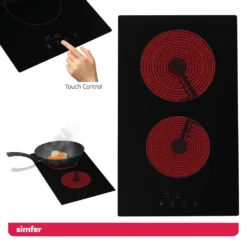 Simfer 30 Cm Glaskeramikkochfeld BIH 3025, Autarkes Elektro-Kochfeld, Glaskeramikkochfeld - 2 Kochzonen, 9 Leistungsstufen, Touch-Bedienung, Restwärmeanzeige, Kindersicherung, Rahmenlos -Küchen Profi 20bce9b3d1a05adab42f572babca0ffd