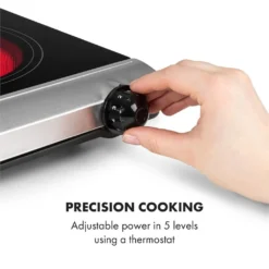 Klarstein Cookbuddy Doppelkochfeld , 2400W , Infrarot , Glaskeramik , Mobile Kochplatte , 2 X 18 Cm (Ø) Kochzone , 5 Temperaturstufen , Überhitzungsschutz , Elektrisch , Camping-Kochfeld , Edelstahl , Silber -Küchen Profi 223373a7388d8c3ab3ef40aff3a5b3aa