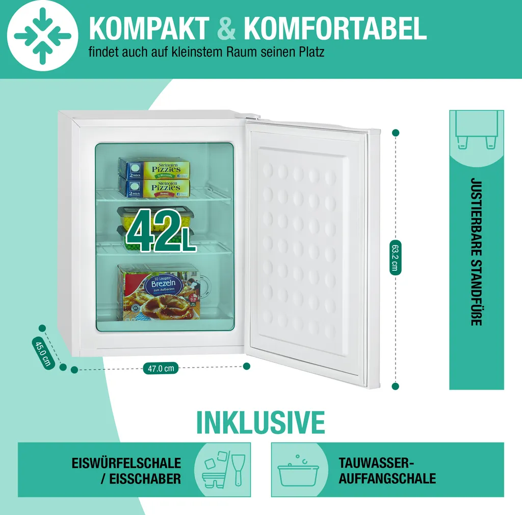 Bomann® Gefrierschrank, 42L Nutzinhalt, Mini Gefrierschrank Mit 2 Herausnehmbaren Gitterablagen, Gefrierschrank Mit Wechselbarem Türanschlag & Stufenloser Temperaturreglung - GB 7236 Weiß 8 Bomann® Gefrierschrank, 42L Nutzinhalt, Mini Gefrierschrank Mit 2 Herausnehmbaren Gitterablagen, Gefrierschrank Mit Wechselbarem Türanschlag & Stufenloser Temperaturreglung - GB 7236 Weiß – Bild 6