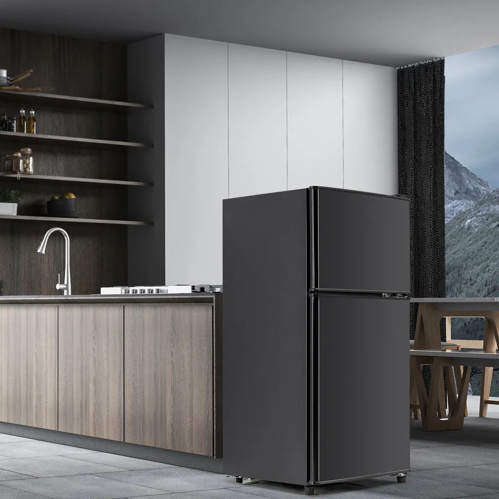 Kühl Gefrierkombination, Freistehender Kühlschrank, Freistehend Gefrierschrank Mit 60L Gesamtvolumen Doppeltür LED Beleuchtung 172 KWh/Jahr 86.8cm Höhe, Schwarz 4 Kühl Gefrierkombination, Freistehender Kühlschrank, Freistehend Gefrierschrank Mit 60L Gesamtvolumen Doppeltür LED Beleuchtung 172 KWh/Jahr 86.8cm Höhe, Schwarz – Bild 2