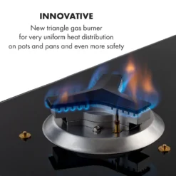 Klarstein Trifecta 4 Gaskochfeld ,4-flammig ,autark ,60 Cm ,Einbau ,Triangle-Brenner ,Erdgas/Propangas ,Sicherheitsventile ,automatische Abschaltung ,Gusseisen ,Glaskeramik Ø 6 Mm ,schwarz -Küchen Profi 250ba0903f7e668901c6e698753d3e47