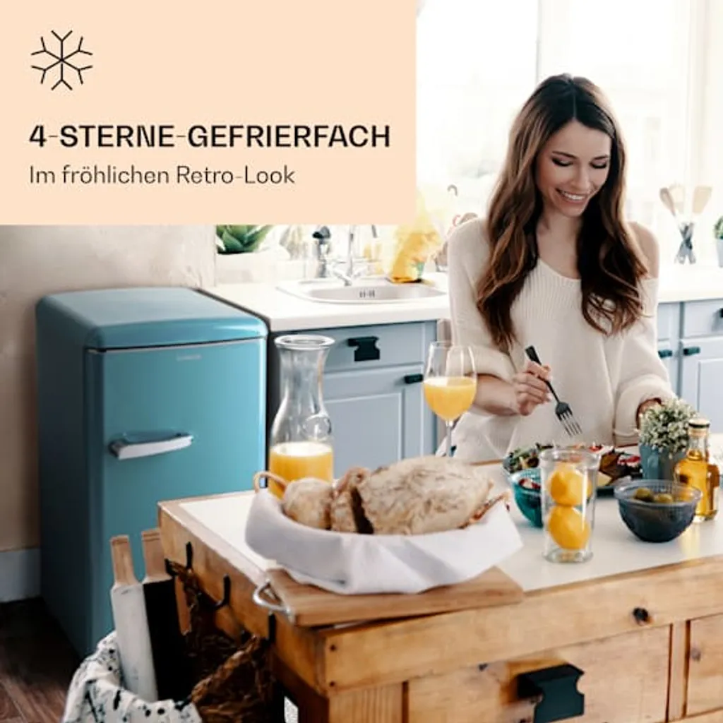 Klarstein Laika 60L Gefrierschrank , 60 Liter , 4-Sterne-Gefrierfach , 3 Schubladen , Temperatur: -18 Bis 0 °C , 5-stufiger Thermostat , 41 DB , Retro-Look 4 Klarstein Laika 60L Gefrierschrank , 60 Liter , 4-Sterne-Gefrierfach , 3 Schubladen , Temperatur: -18 Bis 0 °C , 5-stufiger Thermostat , 41 DB , Retro-Look – Bild 2