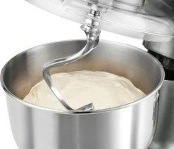 Clatronic KM 3674 Knetmaschine Inkl. Fleischwolf, Glas-Mixaufsatz, Pastafunktion, Digital LCD-Display, 6,2 Liter Edelstahlrührschüssel, 1200 W, Titan