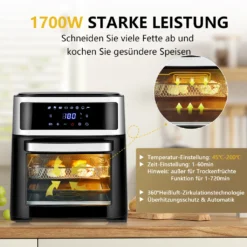 COSTWAY 13L Heißluftfritteuse, 8 In 1 Heißluft Backofen, Luftfritteuse 1700W Fritteuse Airfryer Mit 60min Timer, 45-200℃ Temperaturregelung -Küchen Profi 2743d6ed8412c28a945b416ef395e0cb