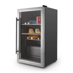 Klarstein Beersafe XXL - Black Edition Getränke-Kühlschrank Mit 80 Liter, Metallgehäuse Mit Doppelt Isolierter Glastür, 5-10 Grad, Niedrige Betriebsgeräusche, Schwarz-silber -Küchen Profi 294990b20399f122bbb3a64d1100e586