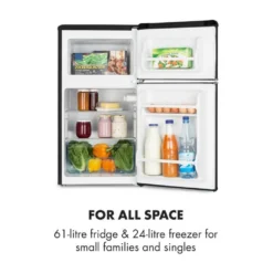 Klarstein Irene - Kühl- & Gefrierkombination, Retro Kühlschrank, 61 Liter Kühlfach, 24 Liter Gefrierfach, , 40 DB Leise, 2 Kühlebenen, 2 Türablagen, Schwarz [+] -Küchen Profi 296acb5eabc98520a43d70d93fc7f2dc