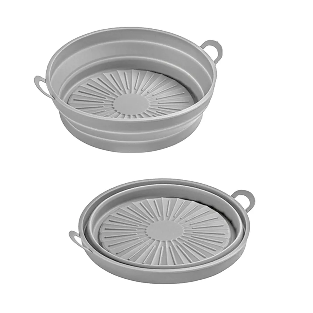 7.5'' Zusammenklappbarer Heißluftfritteusen-Silikontopf Grau Silikon Backkorb Kompaktfriteusen 4 7.5'' Zusammenklappbarer Heißluftfritteusen-Silikontopf Grau Silikon Backkorb Kompaktfriteusen – Bild 2