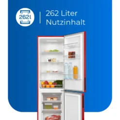 Exquisit Kühl-Gefrierkombination KGC260-75-LF-E-050E Rot | 262 L Nutzinhalt | Rot -Küchen Profi 29dd3e7bdbb4d7b1824cb2189f29cd67