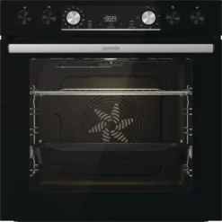 Gorenje Black Set 4 INDUCTION Einbauherd - Set Mit Induktions-Kochfeld Mit Edelstahlrahmen - 77L XXL Volumen - GentleClose - AirFry - PizzaMode - ChildLock - PerfectGrill - Teleskopauszüge - Schwarz