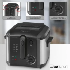 Clatronic Fritteuse 1600 W Schwarz FR 3649 -Küchen Profi 2a192cb9c08c924ab9c437016275fc0c