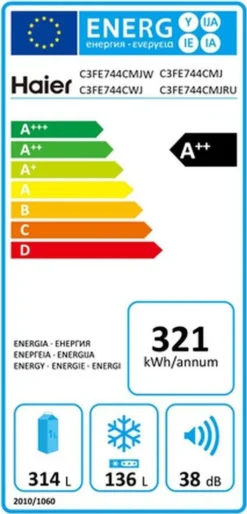 Haier Kühl/Gefrier-Kombi C3FE-744CMJW - Farbe: Silber - Nettoinhalt Kühlen: 274 Liter - Nettoinhalt Gefrieren: 136 Liter - H X B X T Ca. 190 X 70 X 68 Cm 14 Haier Kühl/Gefrier-Kombi C3FE-744CMJW - Farbe: Silber - Nettoinhalt Kühlen: 274 Liter - Nettoinhalt Gefrieren: 136 Liter - H X B X T Ca. 190 X 70 X 68 Cm -Küchen Profi 2bc8f6d56b31945e6b04fba1fe7466f9
