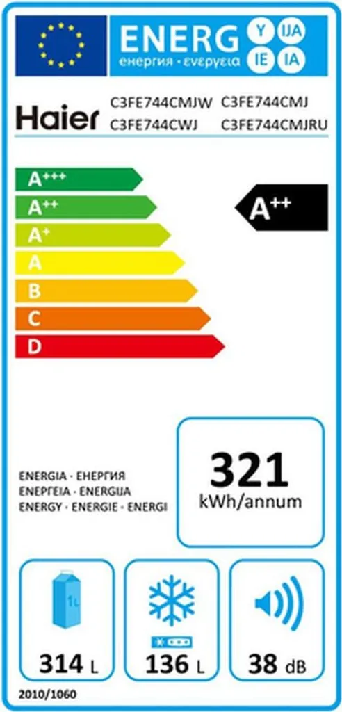 Haier Kühl/Gefrier-Kombi C3FE-744CMJW - Farbe: Silber - Nettoinhalt Kühlen: 274 Liter - Nettoinhalt Gefrieren: 136 Liter - H X B X T Ca. 190 X 70 X 68 Cm 8 Haier Kühl/Gefrier-Kombi C3FE-744CMJW - Farbe: Silber - Nettoinhalt Kühlen: 274 Liter - Nettoinhalt Gefrieren: 136 Liter - H X B X T Ca. 190 X 70 X 68 Cm – Bild 6