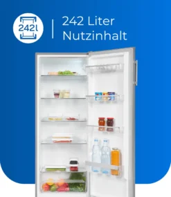 Exquisit Vollraumkühlschrank KS320-V-H-040E Inoxlook | 242 L Nutzinhalt | Edelstahloptik -Küchen Profi 2be9eac5fa4d39898cecda74628a07fe