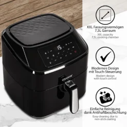 ONVAYA® Heißluftfritteuse | Airfryer XXL | Fritteuse Ohne Öl & Fett | Für 5-6 Personen | Mit LED-Display | 10 Programme | 1700 W | Inkl. Backform & Grillrost Mit Spießen -Küchen Profi 2c64f560910b6953d1d81303cb55c8a6