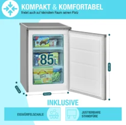 Bomann® Gefrierschrank, 85 Liter Nutzinhalt, Gefrierschrank Klein Mit 3 Gefrierschubladen U. Eiswürfelschale, Mini Fridge Mit Stufenloser Temperaturreglung, Türanschlag Wechselbar - GS 2186.1, Inox -Küchen Profi 2fcf9fb49c222ae4f83cd0428bc8d794