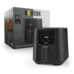 N8WERK Heißluft-Fritteuse In Der Midnight Edition Fritteuse Heißluft Fritteuse Airfryer Pommes 5L Ofen XL Digital Touch Display -Küchen Profi 301d28cdc2f9ab94c3f6ac8e90d3112e