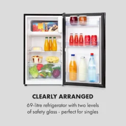 Klarstein Cool Cousin Kühl-Gefrier-Kombination, Fassungsvermögen: 80 Liter, Kühlschrank: 69 Liter, 3-Sterne-Gefrierfach: 11 Liter, , 2 Glasebenen, Schwarz -Küchen Profi 30b378808fe06694840b71f70d73a1c2