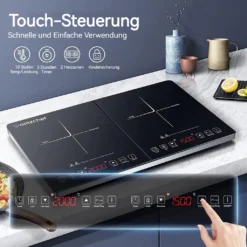 AMZCHEF Induktionskochfeld 2 Platten - 3500W - Induktionskochplatte Mit Sensor-Touch-Steuerung,Timer,3-Stunden-Timer,10 Temperaturstufen -Küchen Profi 30e018080cae2de1e795ab7e73b2dee7