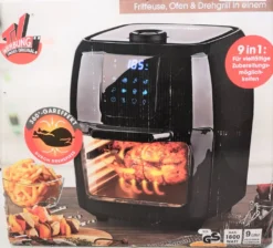 GOURMETmaxx Heißluft-Fritteuse Digital - Fritteuse, Ofen & Drehgrill In Einem - Heißluftfritteuse - Schwarz XXXL Heißluft Fritteuse Airfryer Digital Backofen Fettfrei Drehgrill 9L Pommes -Küchen Profi 32888396d663d9286a20182f2d66a8a8