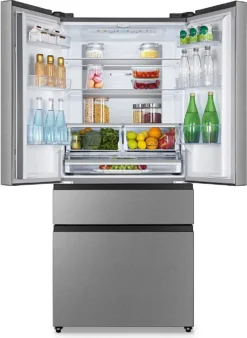 Hisense RF540N4SBI2 Side-by-Side Kühl-Gefrierkombination - Freistehend - Edelstahl-Look - 480 Liter Gesamtvolumen - LED-Display - LED-Innenbeleuchtung - TotalNoFrost - Multi Air Flow - CrispZone -Küchen Profi 32ba84bf1718014d7f46f93f15567093