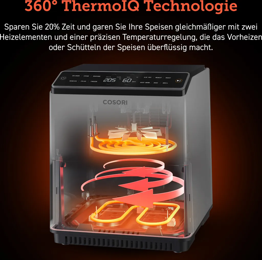 COSORI 6.4L DUAL BLAZE XXL Heißluftfritteuse, Grau 11 COSORI 6.4L DUAL BLAZE XXL Heißluftfritteuse, Grau – Bild 9