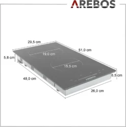 AREBOS Glaskeramikkochfeld, 3000 W, 2 Kochfelder, 30cm, Autark, Mit Sensor Touch -Küchen Profi 34a72430c0db1cb4a0c3d8e70888c39a 1