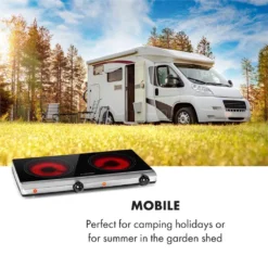 Klarstein Cookbuddy Doppelkochfeld , 2400W , Infrarot , Glaskeramik , Mobile Kochplatte , 2 X 18 Cm (Ø) Kochzone , 5 Temperaturstufen , Überhitzungsschutz , Elektrisch , Camping-Kochfeld , Edelstahl , Silber -Küchen Profi 34b7ecad8d2126aa54db177c2679ab88